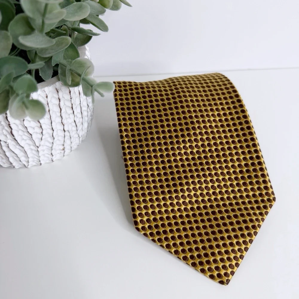 NWOT Paul Fredrick Men's Silk Necktie Gold Brown 4
